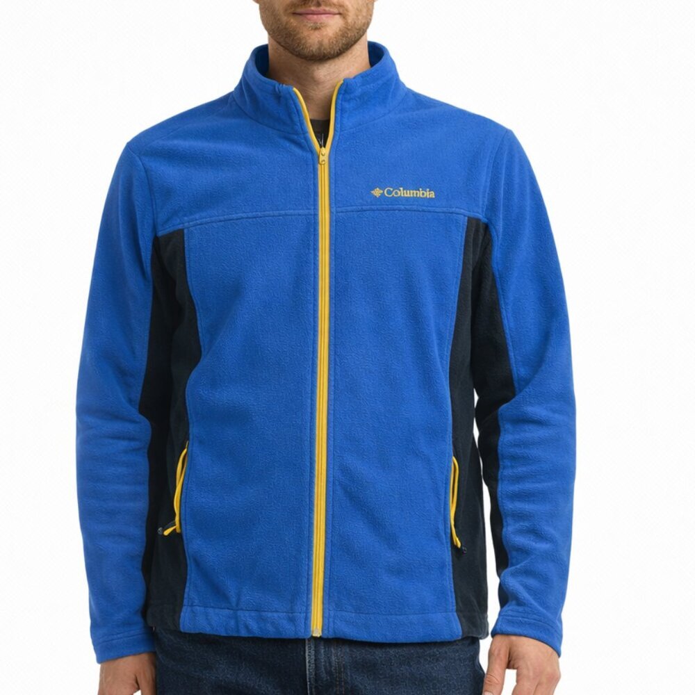 Columbia Men’s Full Zip Fleece Jacket Blue Outdoor Layer Size L